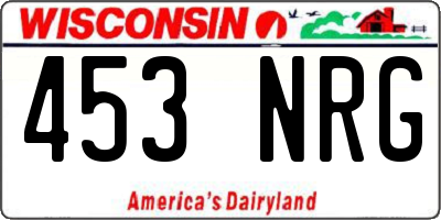 WI license plate 453NRG