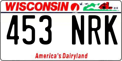 WI license plate 453NRK