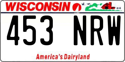 WI license plate 453NRW