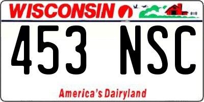WI license plate 453NSC