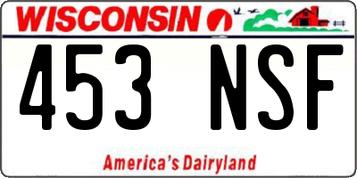 WI license plate 453NSF
