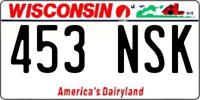 WI license plate 453NSK