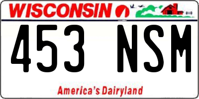 WI license plate 453NSM
