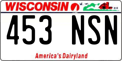 WI license plate 453NSN