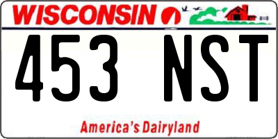 WI license plate 453NST
