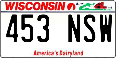 WI license plate 453NSW