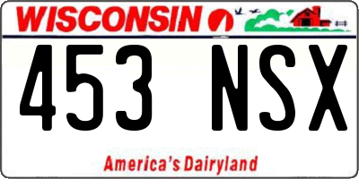 WI license plate 453NSX