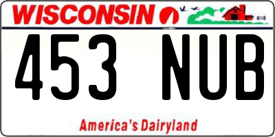 WI license plate 453NUB