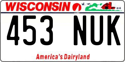 WI license plate 453NUK