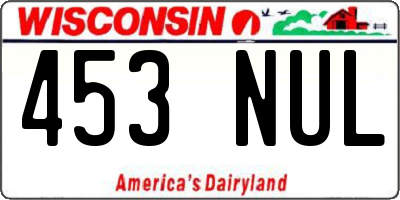 WI license plate 453NUL