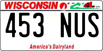 WI license plate 453NUS