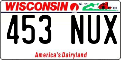 WI license plate 453NUX