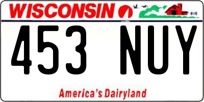 WI license plate 453NUY