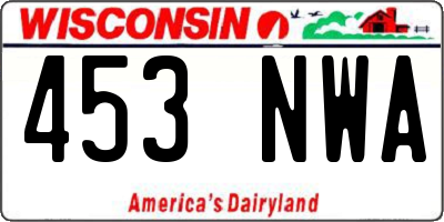 WI license plate 453NWA
