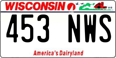 WI license plate 453NWS