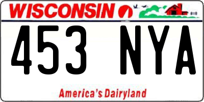 WI license plate 453NYA