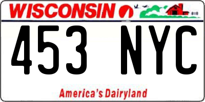 WI license plate 453NYC