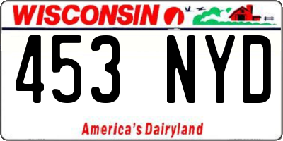 WI license plate 453NYD