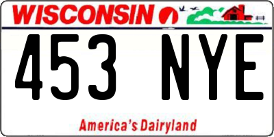 WI license plate 453NYE