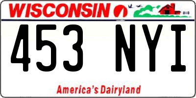 WI license plate 453NYI