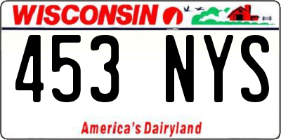 WI license plate 453NYS