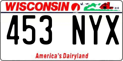 WI license plate 453NYX