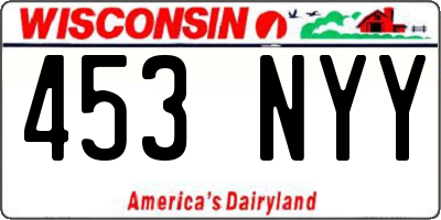 WI license plate 453NYY