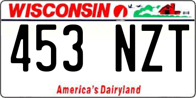 WI license plate 453NZT