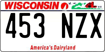 WI license plate 453NZX