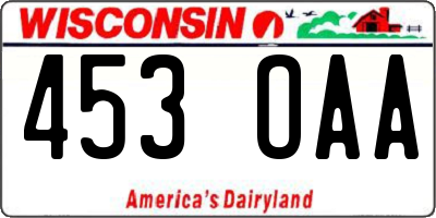 WI license plate 453OAA