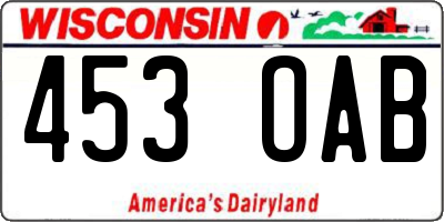 WI license plate 453OAB