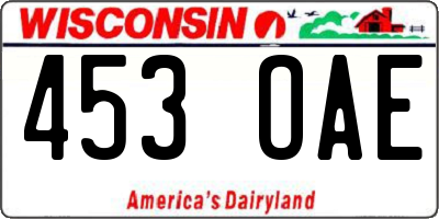 WI license plate 453OAE