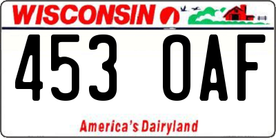 WI license plate 453OAF