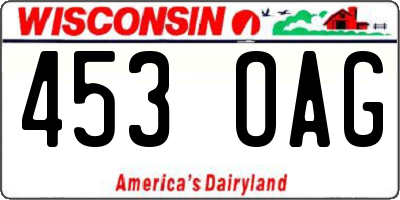 WI license plate 453OAG