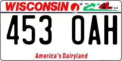 WI license plate 453OAH