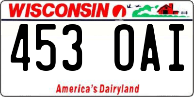 WI license plate 453OAI