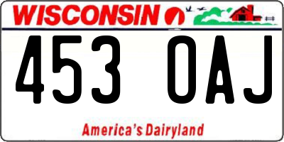 WI license plate 453OAJ