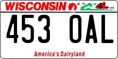 WI license plate 453OAL