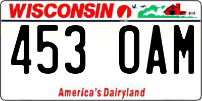 WI license plate 453OAM