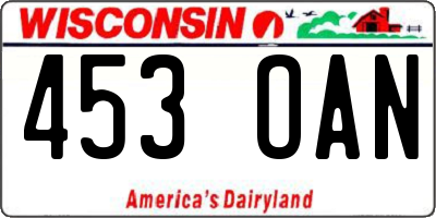 WI license plate 453OAN