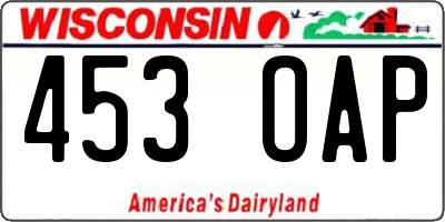 WI license plate 453OAP