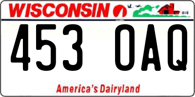 WI license plate 453OAQ