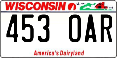 WI license plate 453OAR