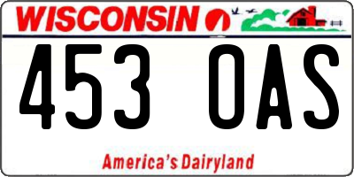 WI license plate 453OAS