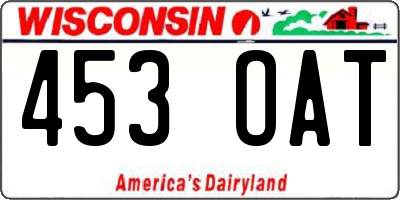 WI license plate 453OAT