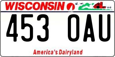 WI license plate 453OAU