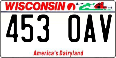 WI license plate 453OAV