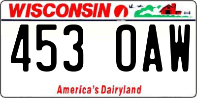 WI license plate 453OAW