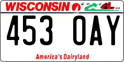 WI license plate 453OAY
