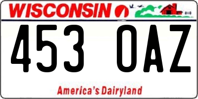 WI license plate 453OAZ